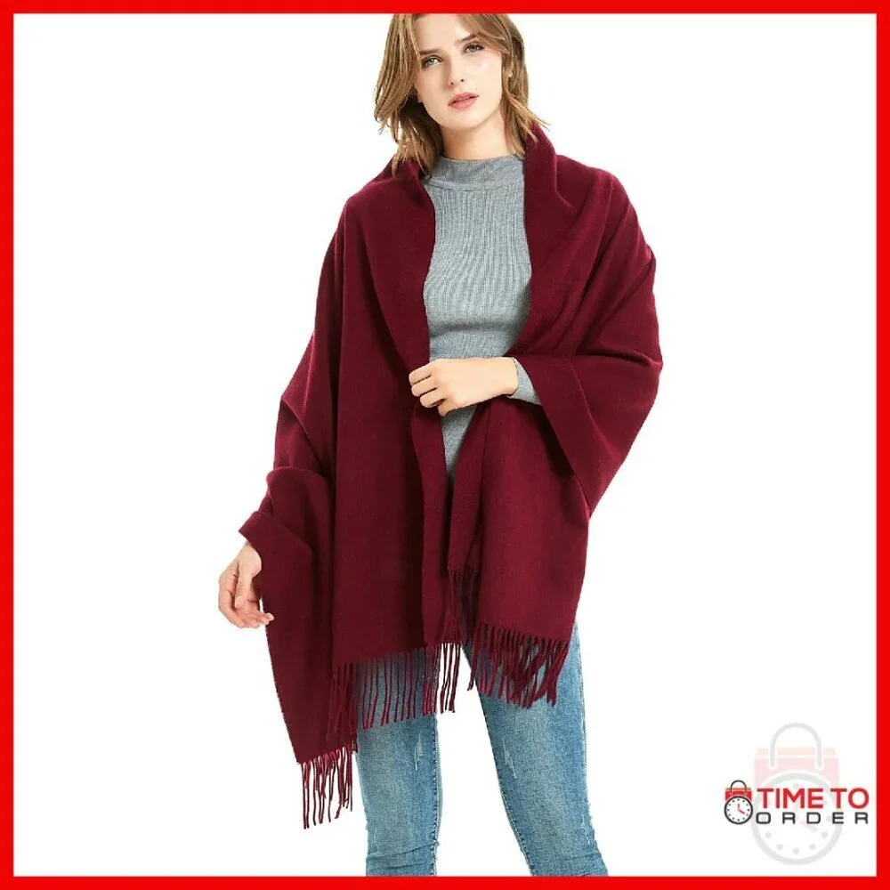 Large Thick Wool Pashmina Shawl Travel Blanket Scarf Winter Wrap